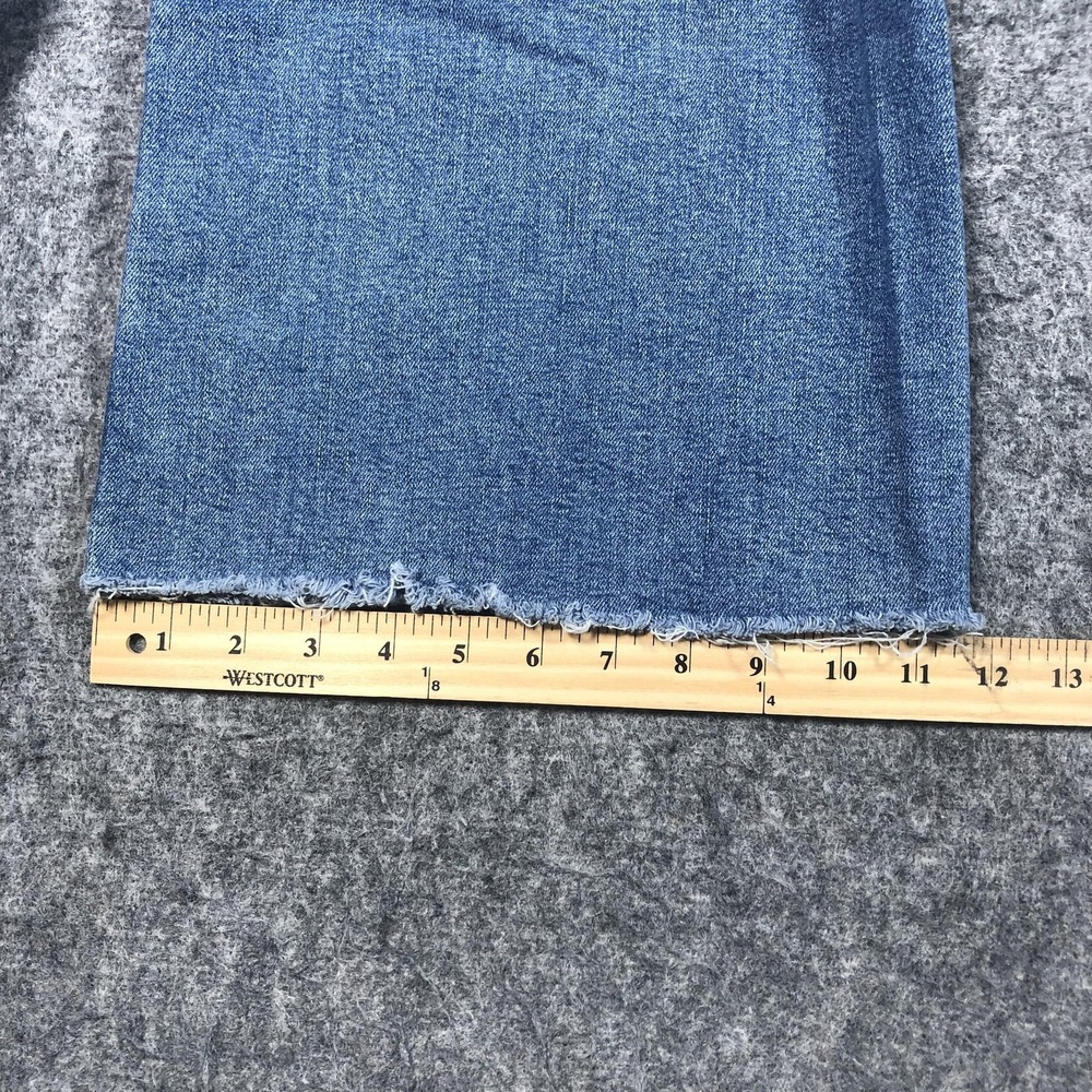 Zara Jeans Womens 10 Medium Wash High Rise Wide Leg Crop Raw Hem Relaxed Denim - Picture 11 of 16